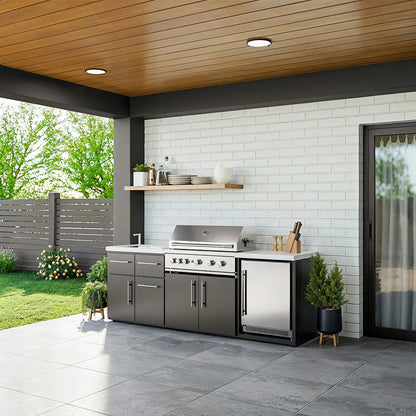 Emory 9' Galvanized Steel Outdoor Kitchen Island