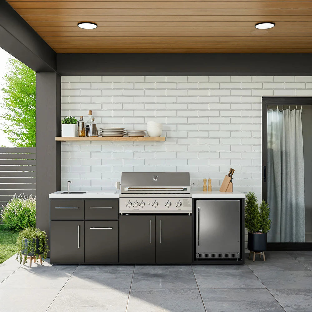 Emory 9' Galvanized Steel Outdoor Kitchen Island