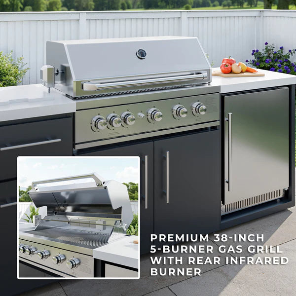 Emory 12' Galvanized Steel Outdoor Kitchen Island
